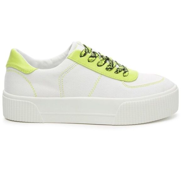 NWOT Mix No. 6 Ebele Women’s Platform Sneaker in White/Neon Yellow Size 8 - Picture 1 of 16